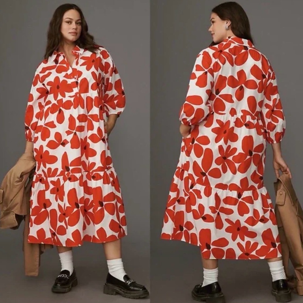 Maeve by Anthropology Bettina Tiered Shirt Dress